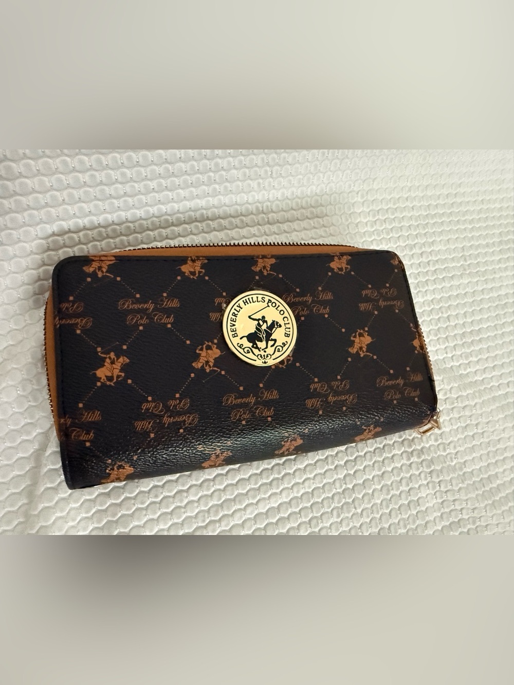 Beverly Hills Polo Club Brown Wallet with Tan Logo Pattern
